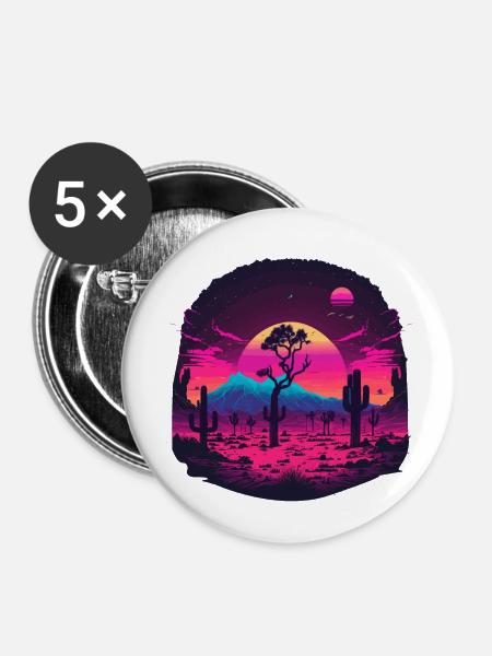 Rote Sonne - Buttons klein 25 mm (5er Pack) - Weiß
