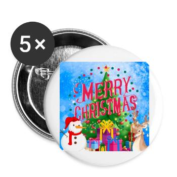 Happy holidays. Christmas - Buttons small 1''/25 mm (5-pack) - white - Front