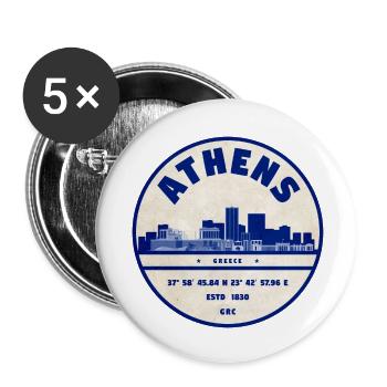 Athens Skyline Vintage Badge Blue - Buttons small 1''/25 mm (5-pack) - white - Front