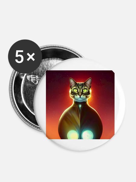 Die Universums Katze - Buttons klein 25 mm (5er Pack) - Weiß