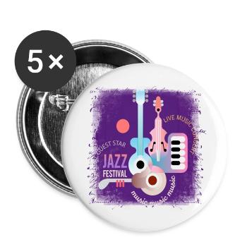 Musik Retro Heavy Metal Hard Rock Punk Vinyl Pop - Buttons klein 25 mm (5er Pack) - Weiß - Vorne