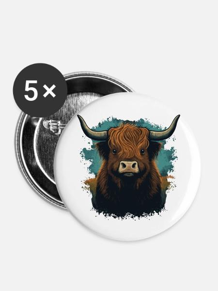 Yak Kuh - Buttons klein 25 mm (5er Pack) - Weiß