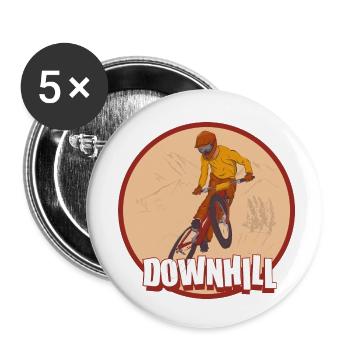 downhill down mountain biking vintage style - Buttons small 1''/25 mm (5-pack) - white - Front