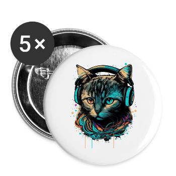 Cat Lover - Buttons small 1''/25 mm (5-pack) - white - Front