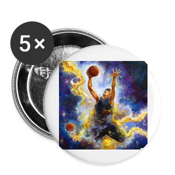 Peinture expressive d’un ballon de basket-ball - Lot de 5 petits badges (25 mm) - blanc - Devant