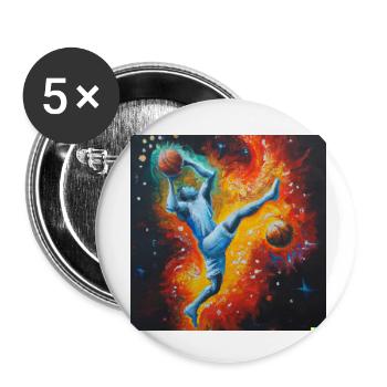 Ausdrucksstarkes Gemälde eines Basketballspielers beim Dunking - Buttons klein 25 mm (5er Pack) - Weiß - Vorne