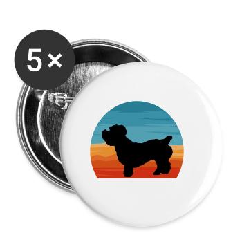 Glen De Imaal Terrier Dog Silhouette Rétro Coucher de Soleil - Lot de 5 petits badges (25 mm) - blanc - Devant