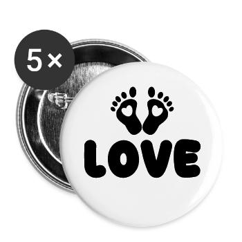 Heart Baby Feet Parents Saying Pregnant Baby Bump - Lot de 5 petits badges (25 mm) - blanc - Devant