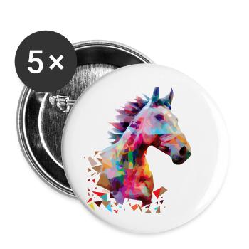 Cheval géométrique abstrait coloré - Lot de 5 petits badges (25 mm) - blanc - Devant