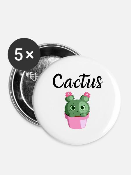 niedlicher Kaktus - Buttons klein 25 mm (5er Pack) - Weiß