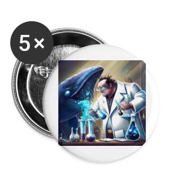 Mad scientist experimenting on a whale - Buttons small 1''/25 mm (5-pack) - white - Front