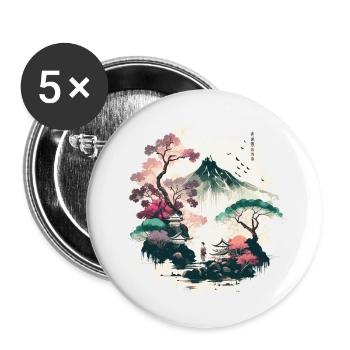 Rote Sonne - Buttons klein 25 mm (5er Pack) - Weiß - Vorne
