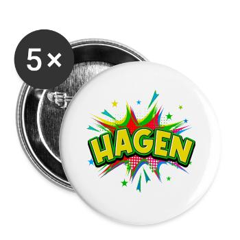 Hagen Allemagne Ville Pop Art Bande dessinée - Lot de 5 petits badges (25 mm) - blanc - Devant