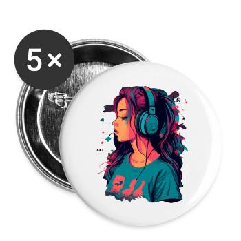 Lo-Fi - Buttons klein 25 mm (5er Pack) - Weiß - Vorne