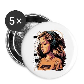 Kawaii - Buttons small 1''/25 mm (5-pack) - white - Front