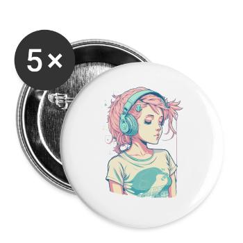 E-Girl - Buttons klein 25 mm (5er Pack) - Weiß - Vorne
