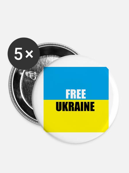 free ukraine - Buttons klein 25 mm (5er Pack) - Weiß