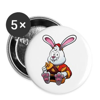 Cute Rabbit Holding Golden Fish - Buttons small 1''/25 mm (5-pack) - white - Front