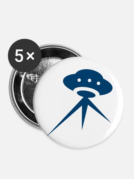 Ufo - Buttons klein 25 mm (5er Pack) - Weiß