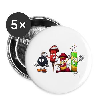 Fireworks Characters - Buttons small 1''/25 mm (5-pack) - white - Front