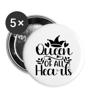 Queen Of All Hearts - Buttons klein 25 mm (5er Pack) - Weiß - Vorne