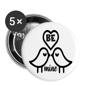 Be Mine Valentinstag - Buttons klein 25 mm (5er Pack) - Weiß - Vorne