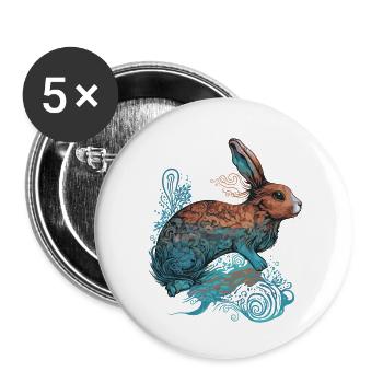 Chinese New Year 2023 Year of the Water Hare - Buttons small 1''/25 mm (5-pack) - white - Front