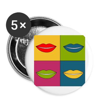 Pop-Art Lippen Lippenstift Poster bunt Geschenk - Buttons klein 25 mm (5er Pack) - Weiß - Vorne