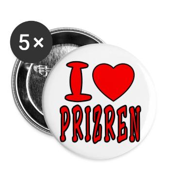 Prizren, Kosovo, Shiptar, Kosovar, Shiprija, Tiran - Buttons small 1''/25 mm (5-pack) - white - Front