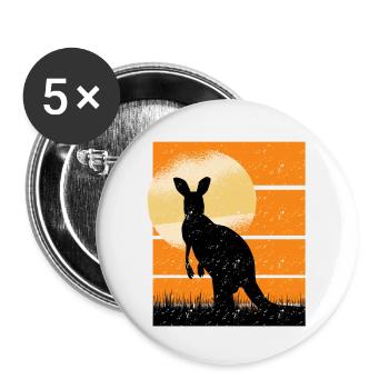 Cangaroo in Sunset retro - Buttons klein 25 mm (5er Pack) - Weiß - Vorne