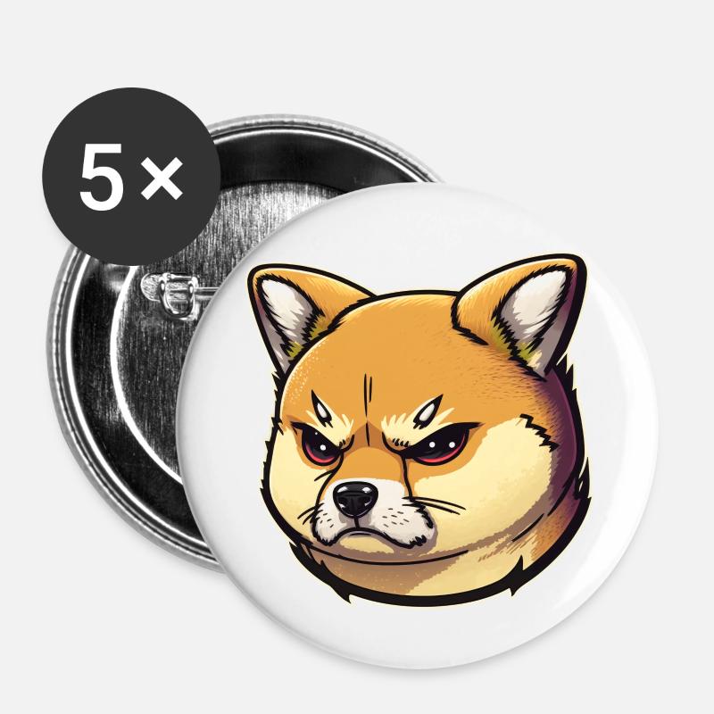 Shiba Grumpy - Buttons/Badges lille, 25 mm (5-pack) - hvid