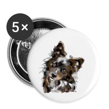 Australian Shepherd - Buttons klein 25 mm (5er Pack) - Weiß - Vorne