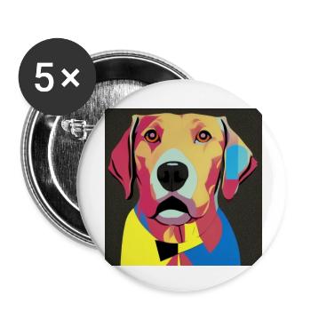 Teckel Pop Art - Lot de 5 petits badges (25 mm) - blanc - Devant