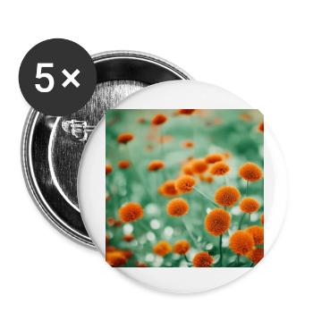 Flower meadow orange - Buttons small 1''/25 mm (5-pack) - white - Front