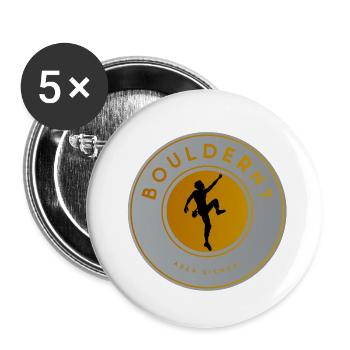Bouldern: Kletter-Silhouette, Boulder-King - Buttons klein 25 mm (5er Pack) - Weiß - Vorne