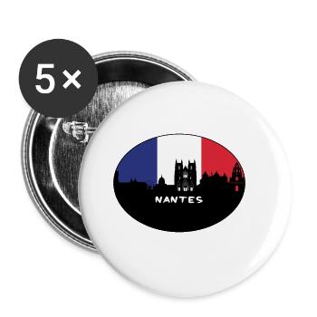 Nantes France Flag Skyline Travel Souvenir - Buttons small 1''/25 mm (5-pack) - white - Front