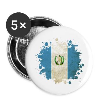 Guatemala Vintage Flaggen Klecks - Buttons klein 25 mm (5er Pack) - Weiß - Vorne