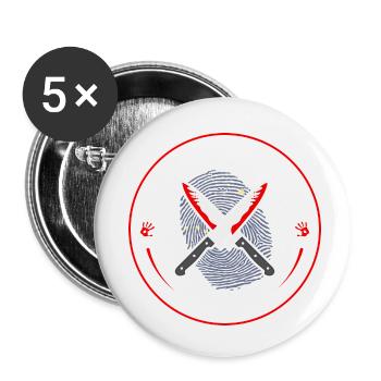 True Crime Club Alaska, Murderino Murder Show - Lot de 5 petits badges (25 mm) - blanc - Devant