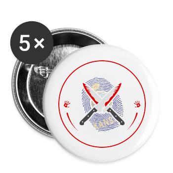 True Crime Club Kansas, Murderino Murder Show - Buttons small 1''/25 mm (5-pack) - white - Front