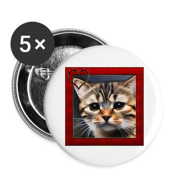 Cat portrait 2 - Buttons small 1''/25 mm (5-pack) - white - Front