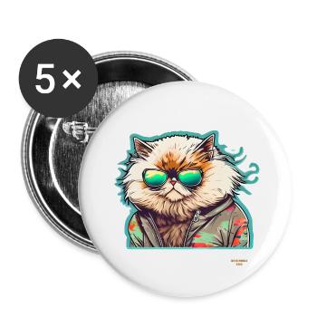 Cooler Begleiter - 16 - Persische Katze - Buttons klein 25 mm (5er Pack) - Weiß - Vorne