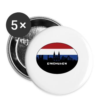 Eindhoven Pays-Bas Flag Skyline Silhouette - Lot de 5 petits badges (25 mm) - blanc - Devant