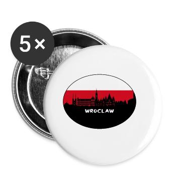 Wroclaw Pologne Flag Skyline Silhouette Voyage - Lot de 5 petits badges (25 mm) - blanc - Devant