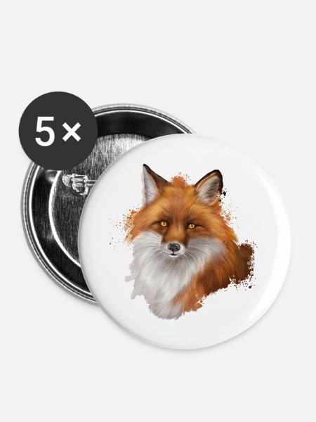 Fox - Buttons klein 25 mm (5er Pack) - Weiß