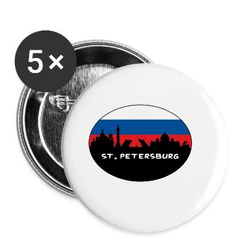 St. Petersburg Russland Flagge Skyline Silhouette Trave - Buttons klein 25 mm (5er Pack) - Weiß - Vorne