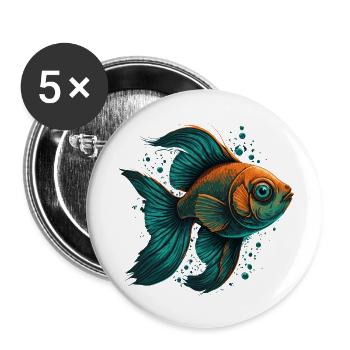Fish Eye - Buttons small 1''/25 mm (5-pack) - white - Front