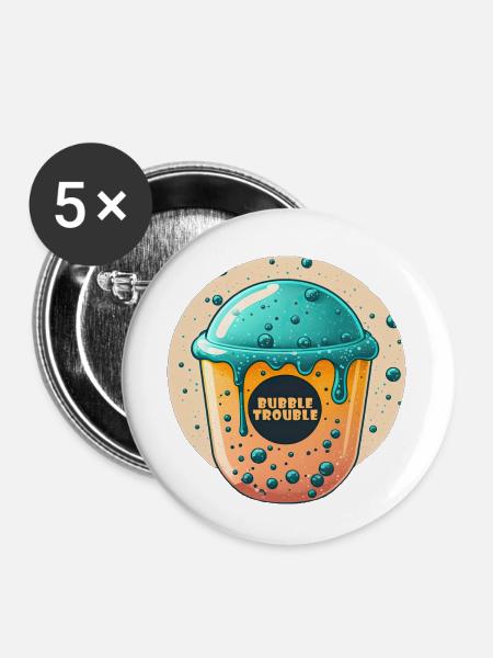 Bubble Trouble Bubble Tea - Buttons klein 25 mm (5er Pack) - Weiß