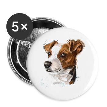 jack russel - Buttons klein 25 mm (5er Pack) - Weiß - Vorne