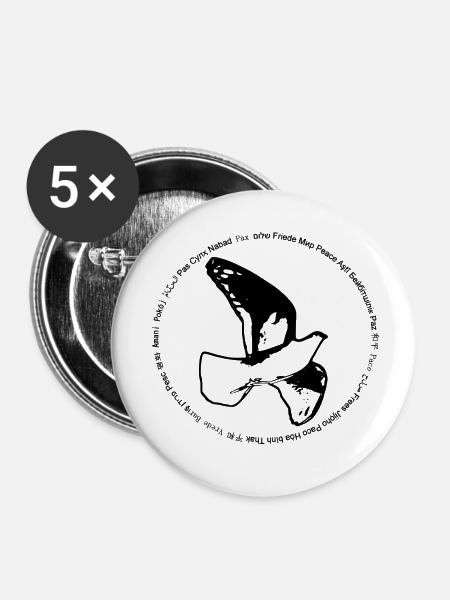 Friede - Buttons klein 25 mm (5er Pack) - Weiß