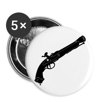 Pirate pistol - Buttons small 1''/25 mm (5-pack) - white - Front